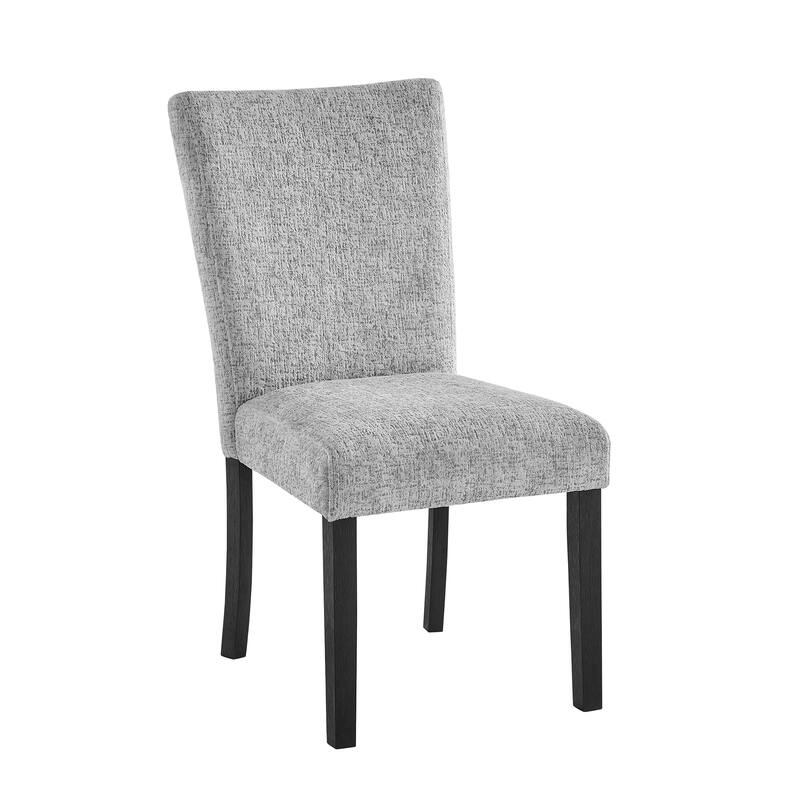 Modern Grey Rubberwood Dining Chair Set of 2 Solid Back Square Side Chairs Foam Seat Contemporary Design