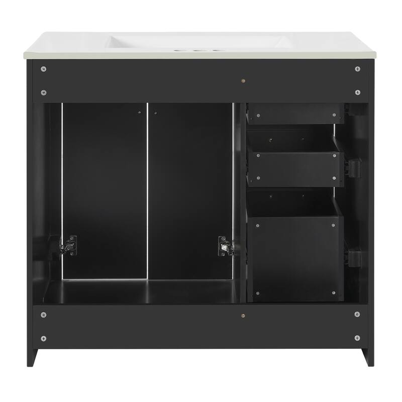 36'' Freestanding Bathroom Vanity with White Integrated Ceramic Sink