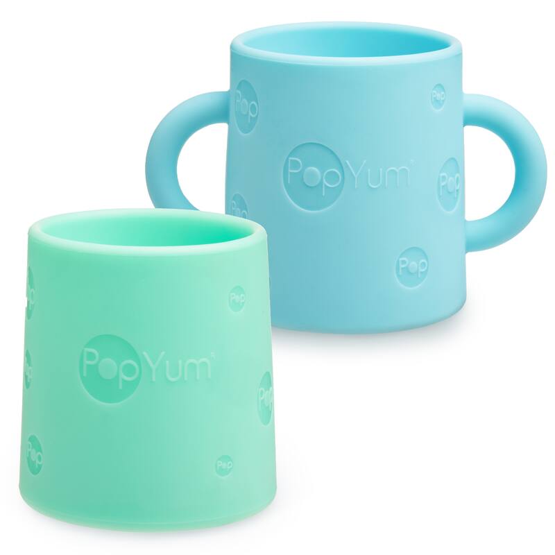 PopYum Silicone Training Cup, 2-Pack - Blue/Green