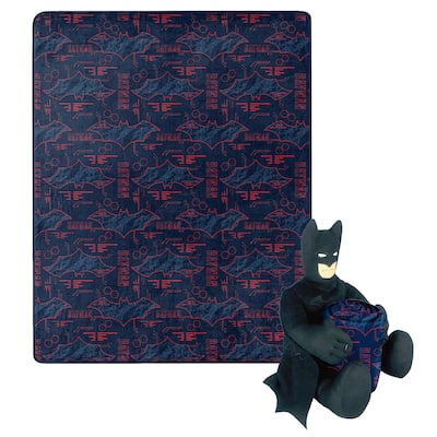 DC Batman Cyber Symbols Silk Touch Throw Blanket with Plush Hugger Set