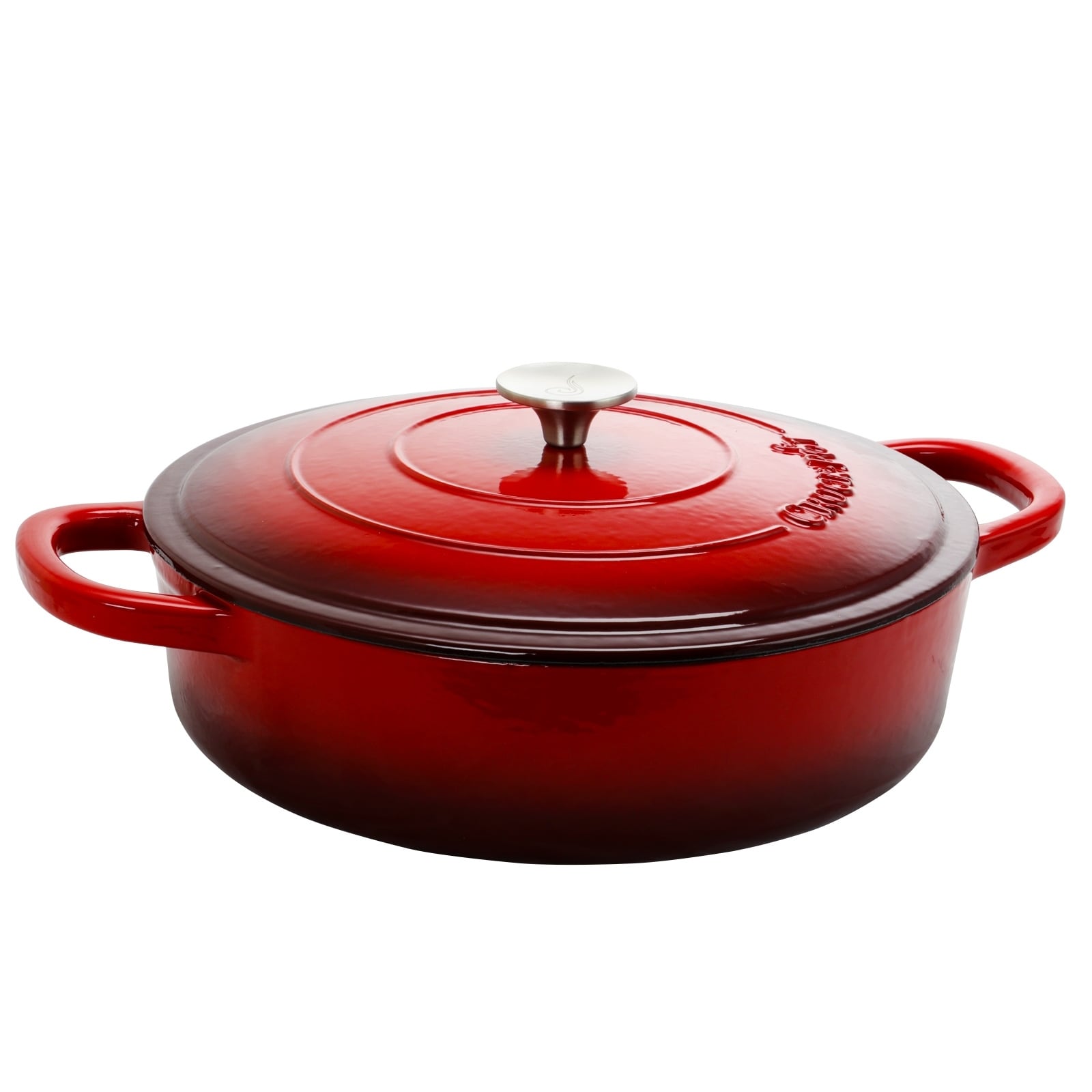 Enameled Cast Iron 5 Quart Round Braising Pan W/ Lid in Ruby - On Sale -  Bed Bath & Beyond - 37451538