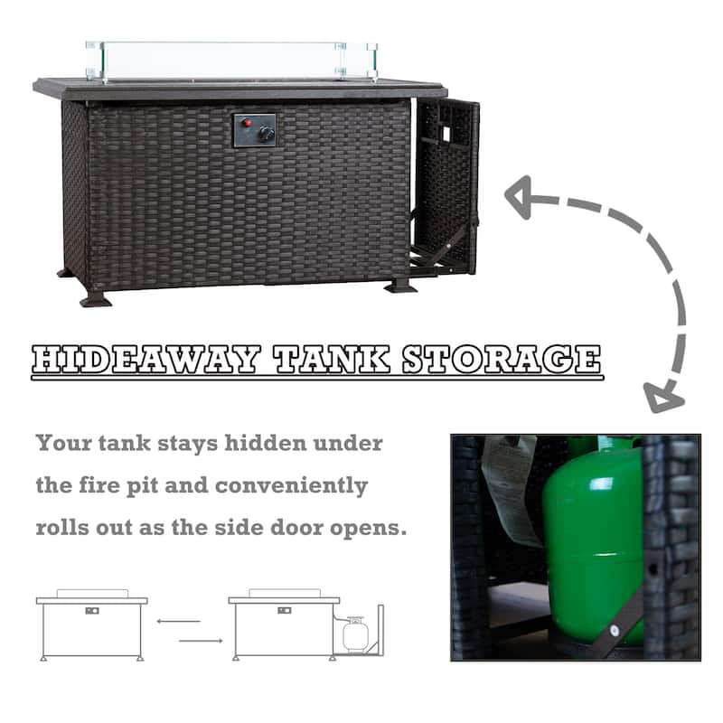 Kozyard 50,000 BTU Outdoor Wicker Patio Propane Gas Fire Pit Table