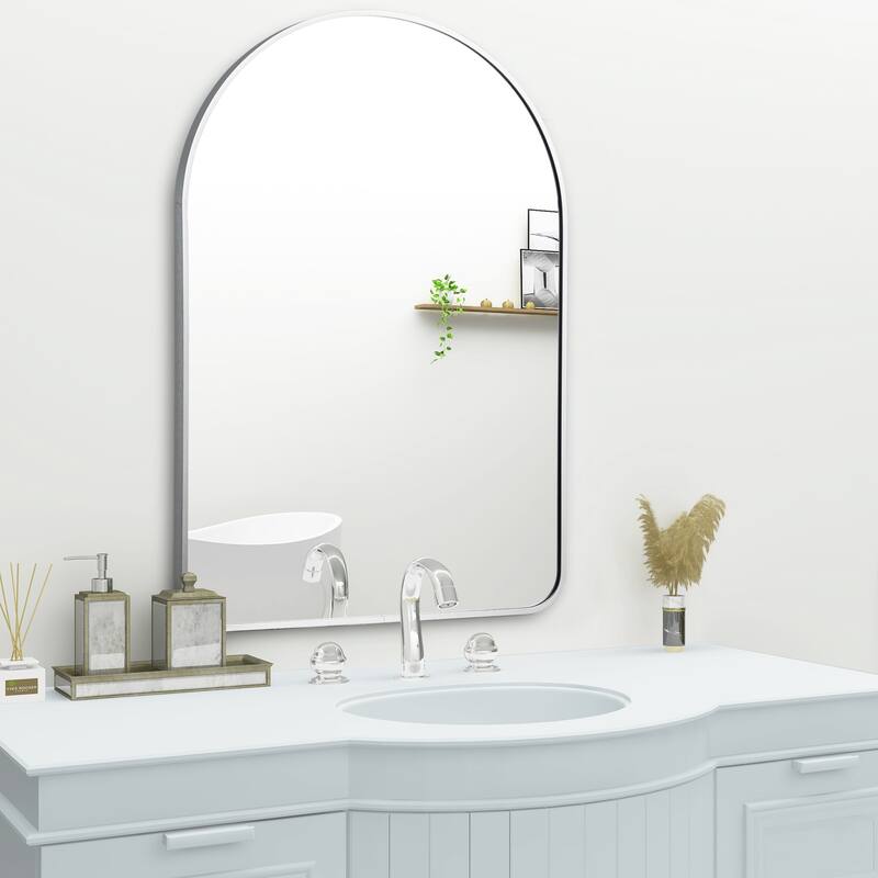 Arched Metal Mirror Full-length Floor Mirror with Bracket