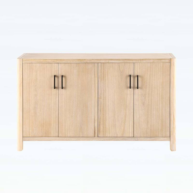 4-Door Cabinet with Smooth Rounded Corners & Refined Metal Handles