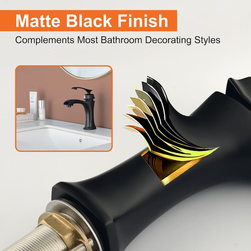 Single Hole Bathroom Sink Faucet Single Handle Bathroom Faucet Modern Lavatory Basin Vanity Tap With Valve, NO DRAIN