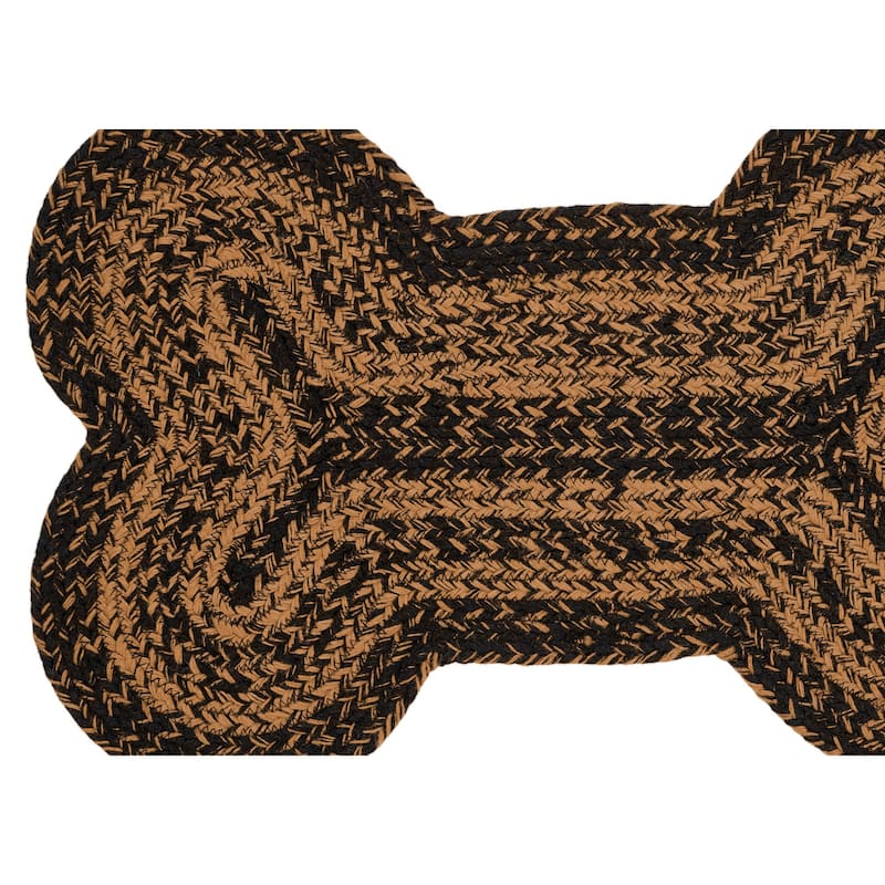 Black & Tan Indoor/Outdoor Small Bone Rug For Pets - 2' x 3' Oval