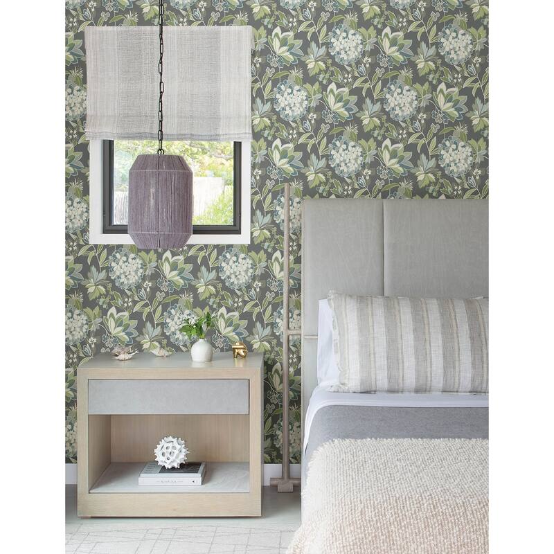 A-Street Prints Valdivian Aqua Floral Wallpaper