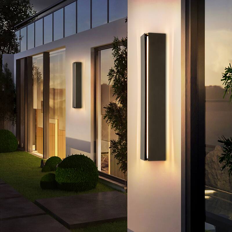 Modern Black Outdoor Wall Lights Linear Dimmable LED Wall Sconce Lights