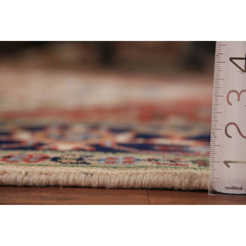 Geometric Ivory Heriz Serapi Indian Area Rug Handmade Wool Carpet - 7'9"x 10'2"