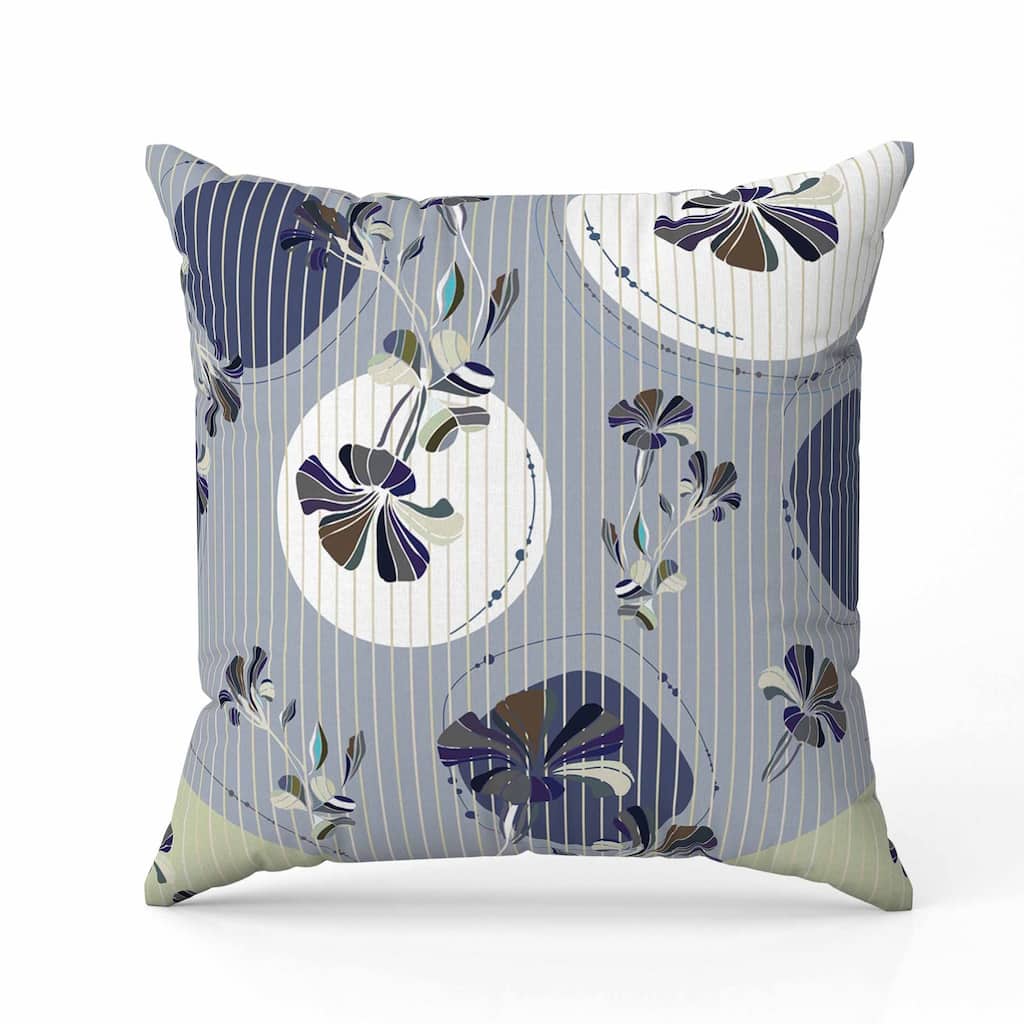 Circular Garden Indoor/Outdoor Reversible Throw Pillow Gray and Blue