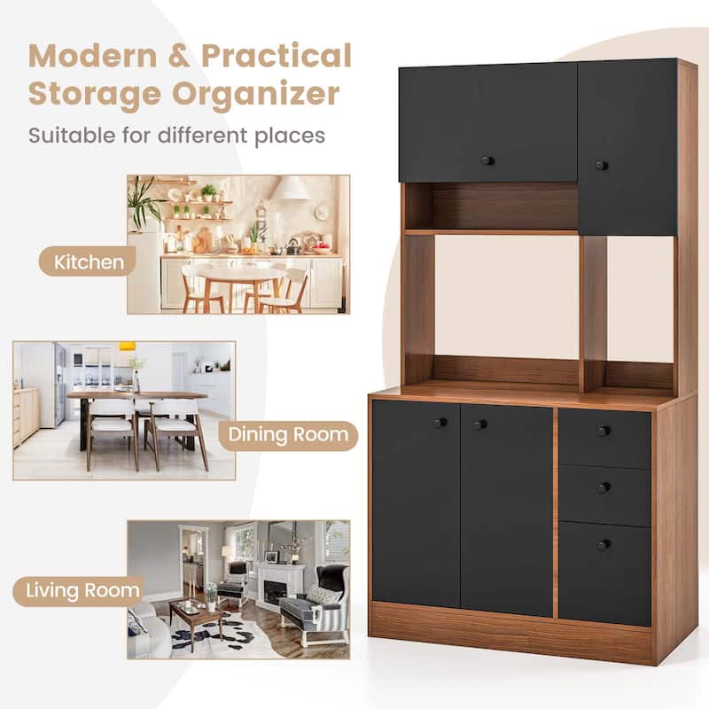 Costway 71'' Tall Kitchen Pantry Buffet Hutch Freestanding Storage