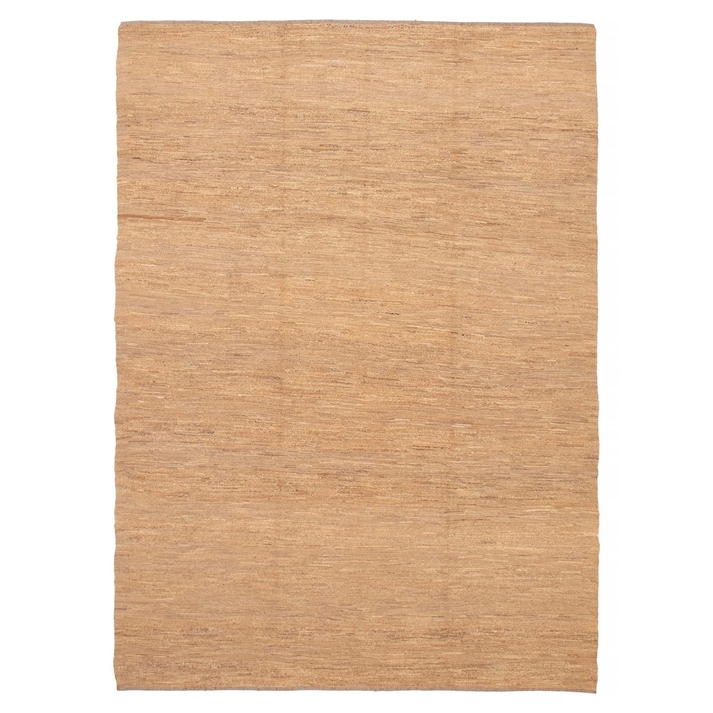 ECARPETGALLERY Flat-Weave Natural Khaki Wool Kilim - 6'9 x 9'7