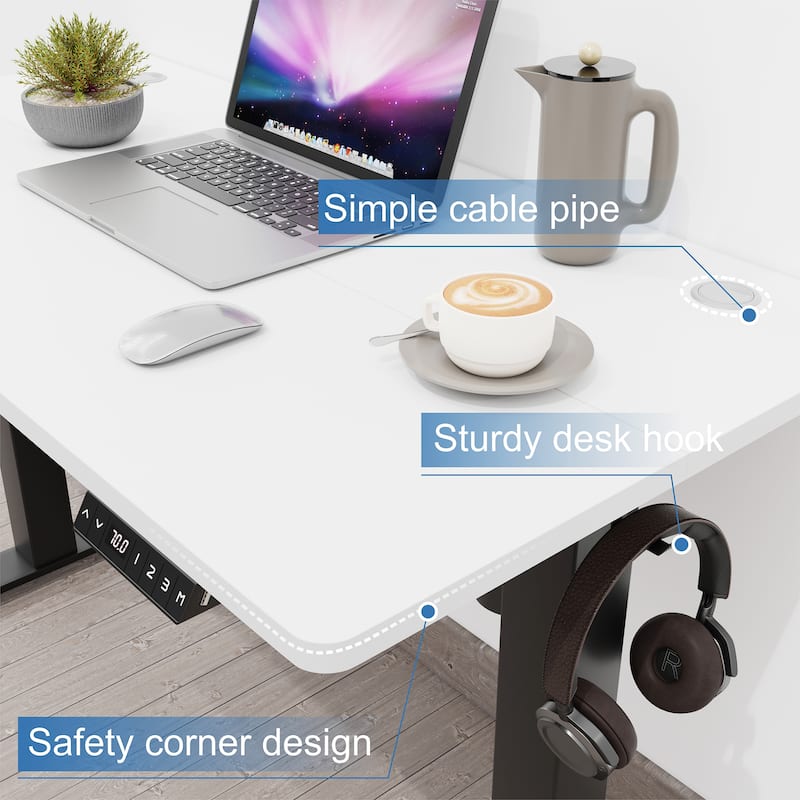 Futzca Height Adjustable Electric Standing Desk Sit Stand Computer Stand up Desk with Splice Board