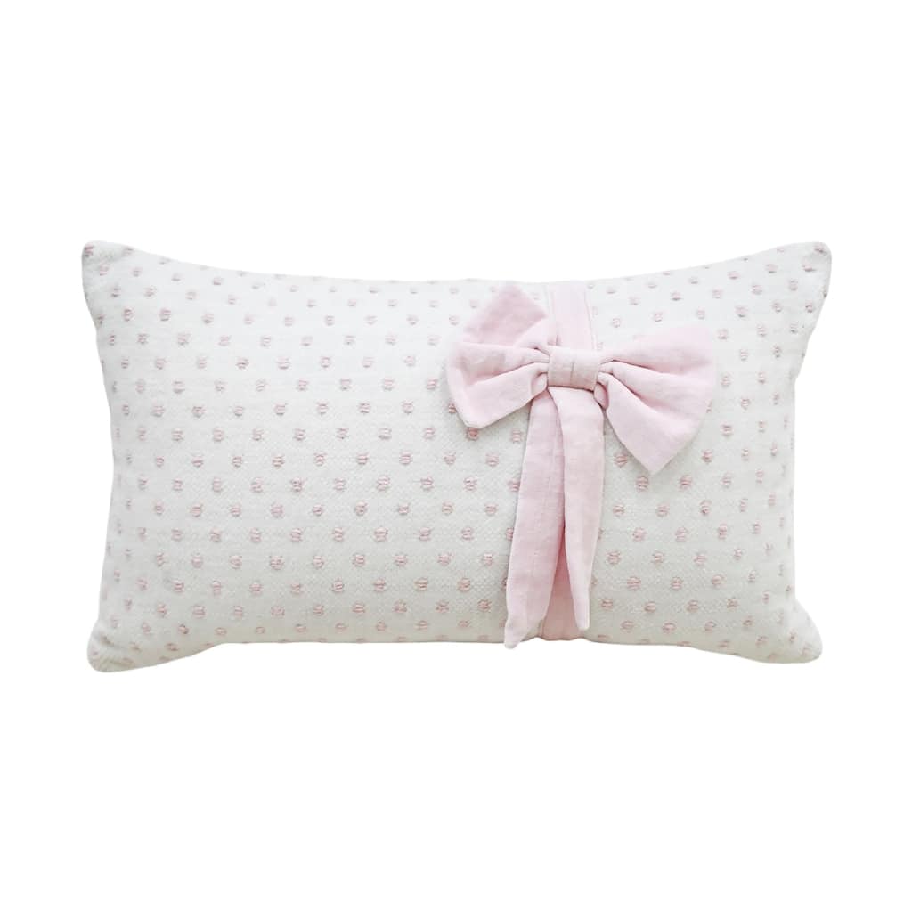 Vibhsa Handwoven Decorative Pillow with Bows and Frills, 14" x 24"