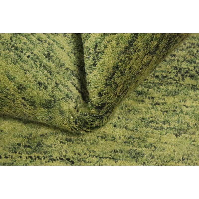 Hand Knotted Oriental 100% Wool Carpet Modern Modern Green Gabbeh Runner Rug - 4' 8'' X 2' 4''