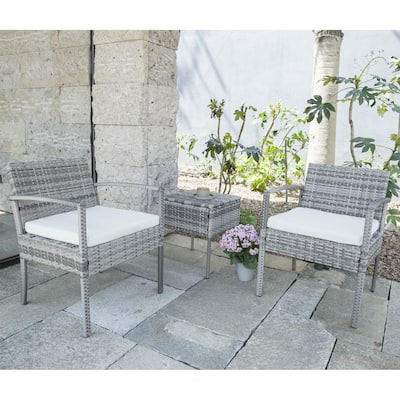 3-piece Patio Wicker Conversation Set with Coffee Table