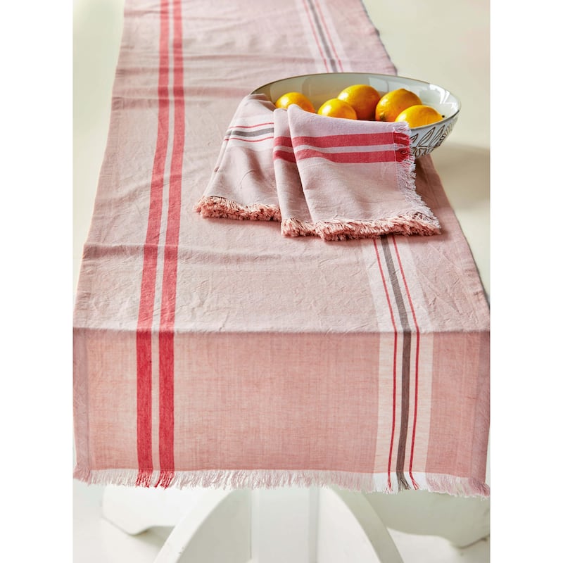 Lavender & Honey Stripe Cotton Napkins - Blush Kitchen Textiles for Spring/Summer, Machine Washable, 20" x 20"