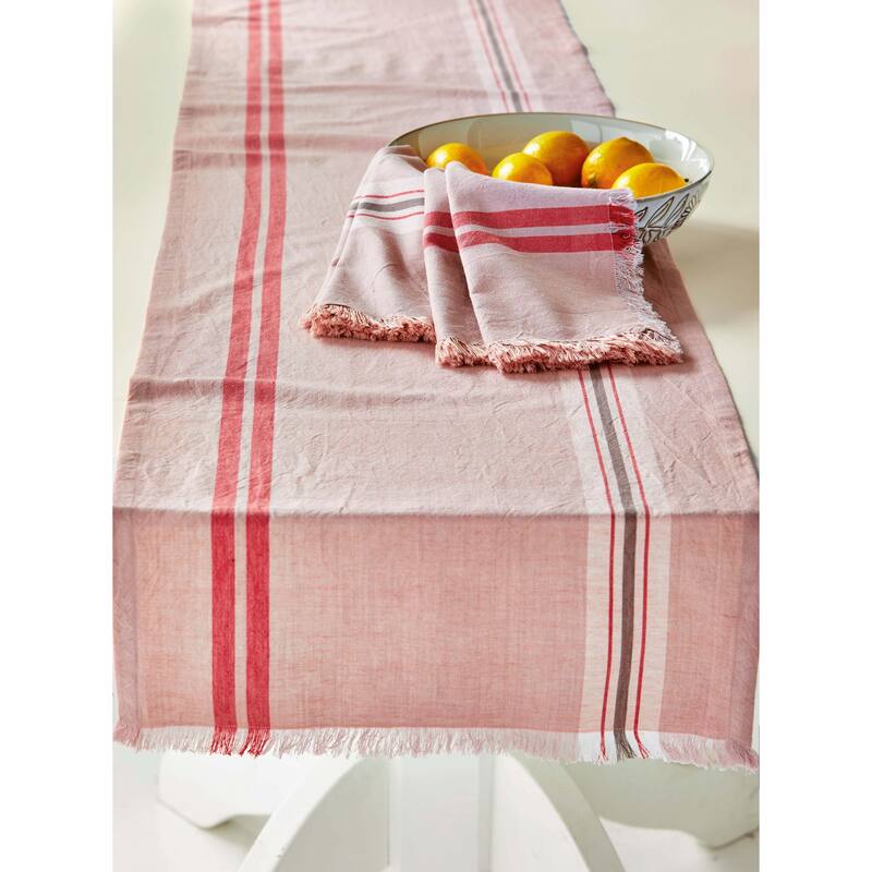 Lavender and Honey Stripe Table Runner Cotton Machine Washable 72x16 inches Perfect for Spring and Summer Decor
