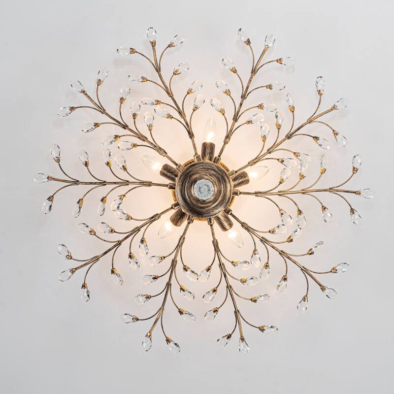 Starsky 5-Light Vintage Crystal Branch Semi-Flush Mount
