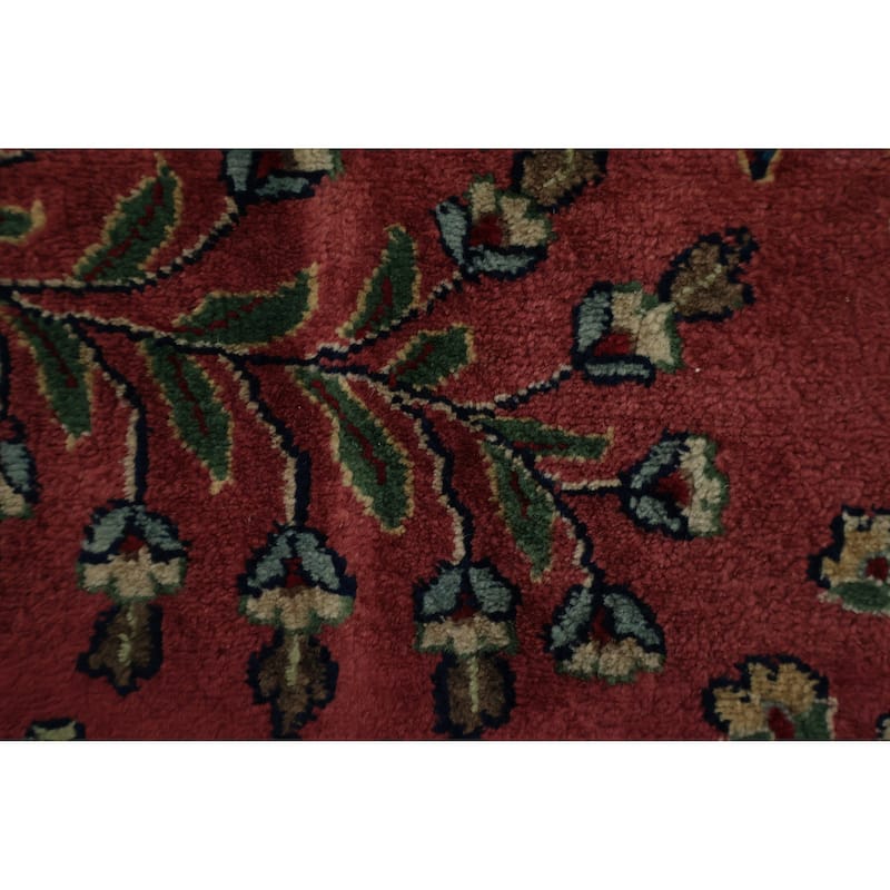 Hand Knotted Oriental 100% Wool Carpet Traditional Floral Red Sarouk Area Rug - 11' 9'' X 7' 9''