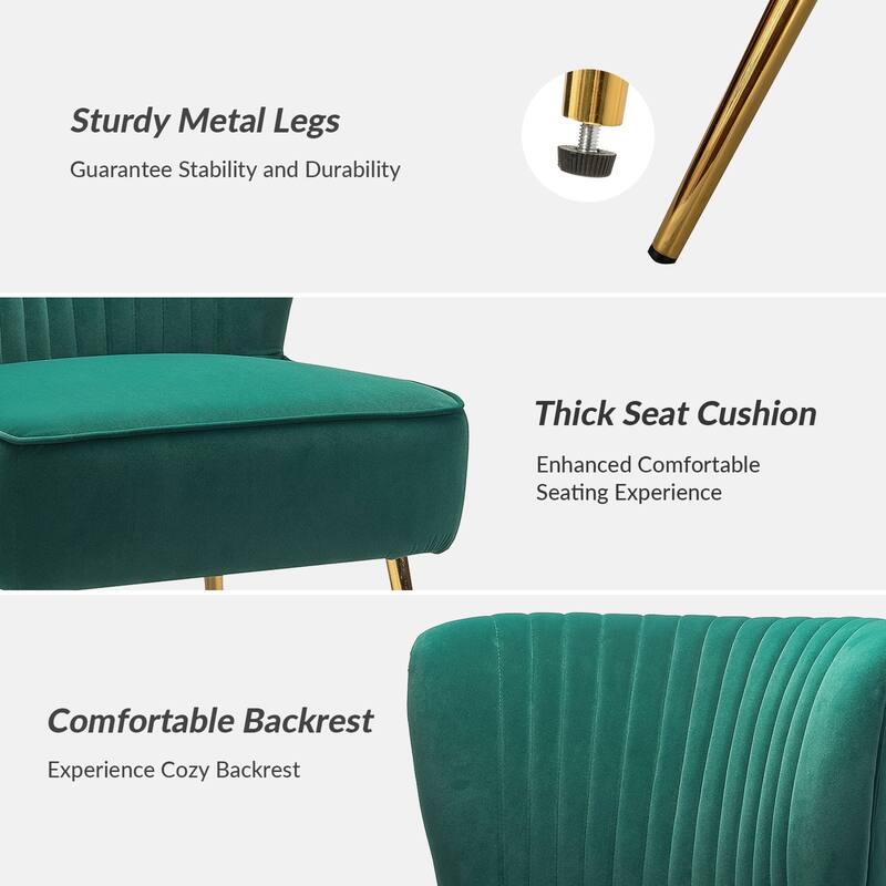 Monica 22''W Upholstered Modern Tufted Accent Side Chair with Gold Legs by HULALA HOME