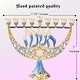 preview thumbnail 5 of 5, Matashi Hand Painted Enamel Menorah Candelabra with Hanukkah Design, Embellished with Gold Accents and High Quality Crystals
