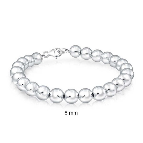 Bling Jewelry 925 Sterling Silver Beaded Ball Wedding Bridal Bracelet 8mm