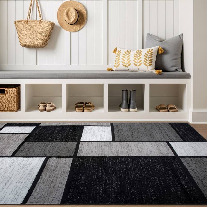 World Rug Gallery Contemporary Modern Boxed Color Block Area Rug
