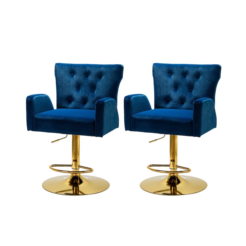 Loreto Modern Tufted Velvet Swivel chair with Adjustable Height Set of 2 by HULALA HOME