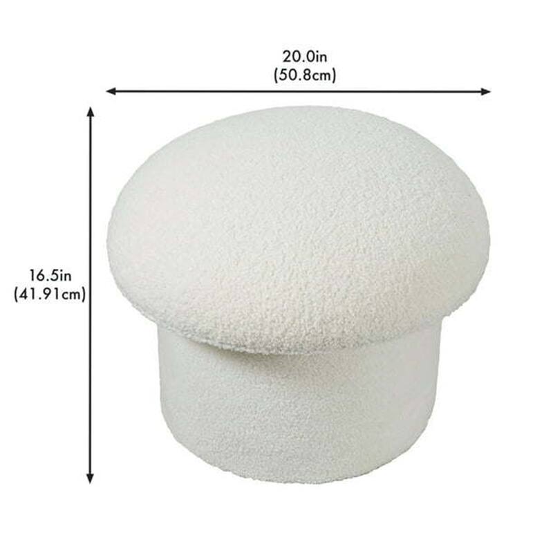 Cream Boucle Mushroom Upholstered Storage Ottoman