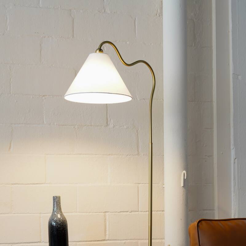 Majestic Glow Brass Floor Lamp - White