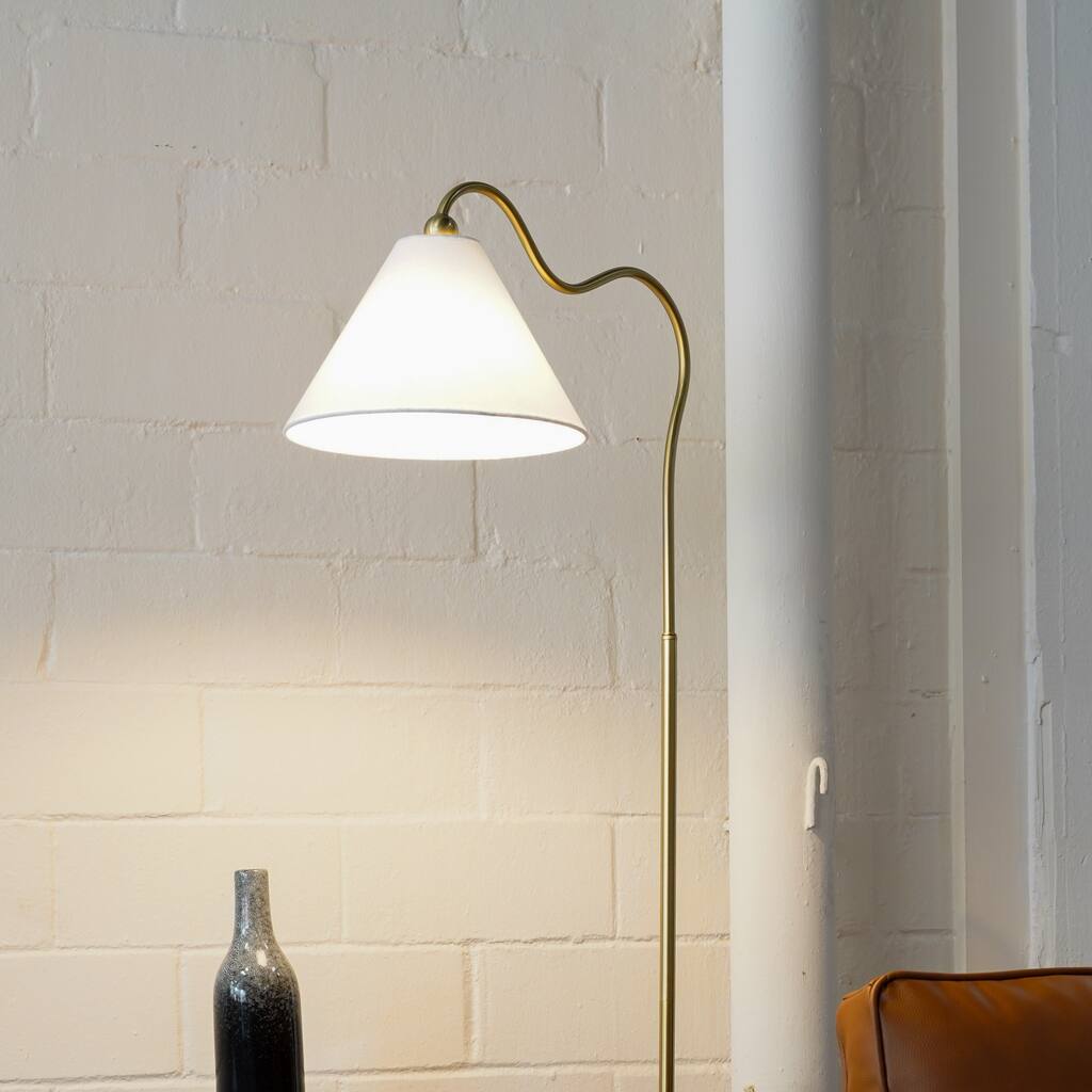 Majestic Glow Brass Floor Lamp - White