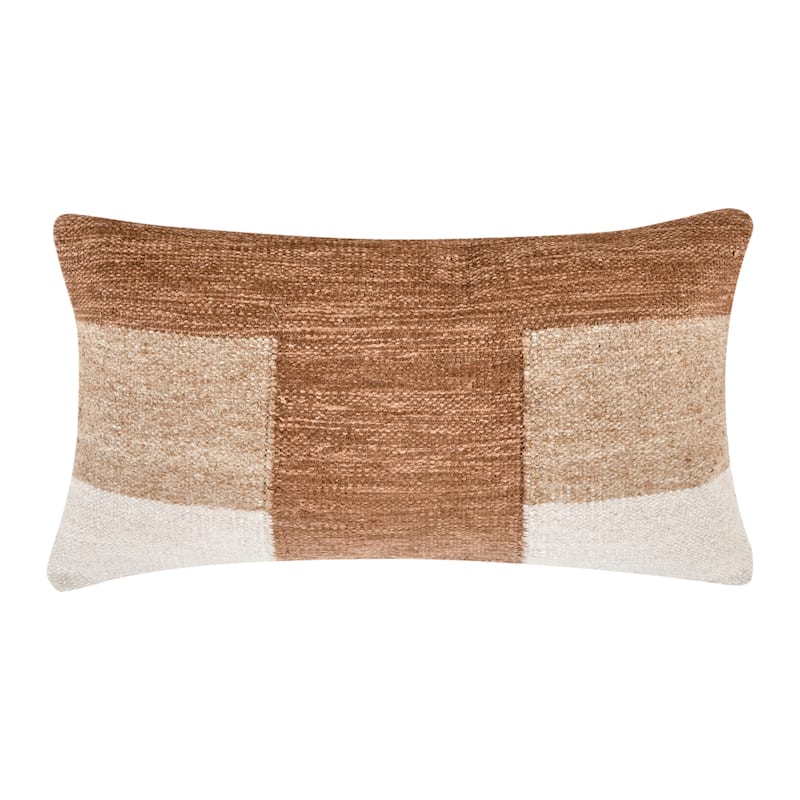 Villa by Classic Home Kass Woven Fabric Color Block Throw Pillow