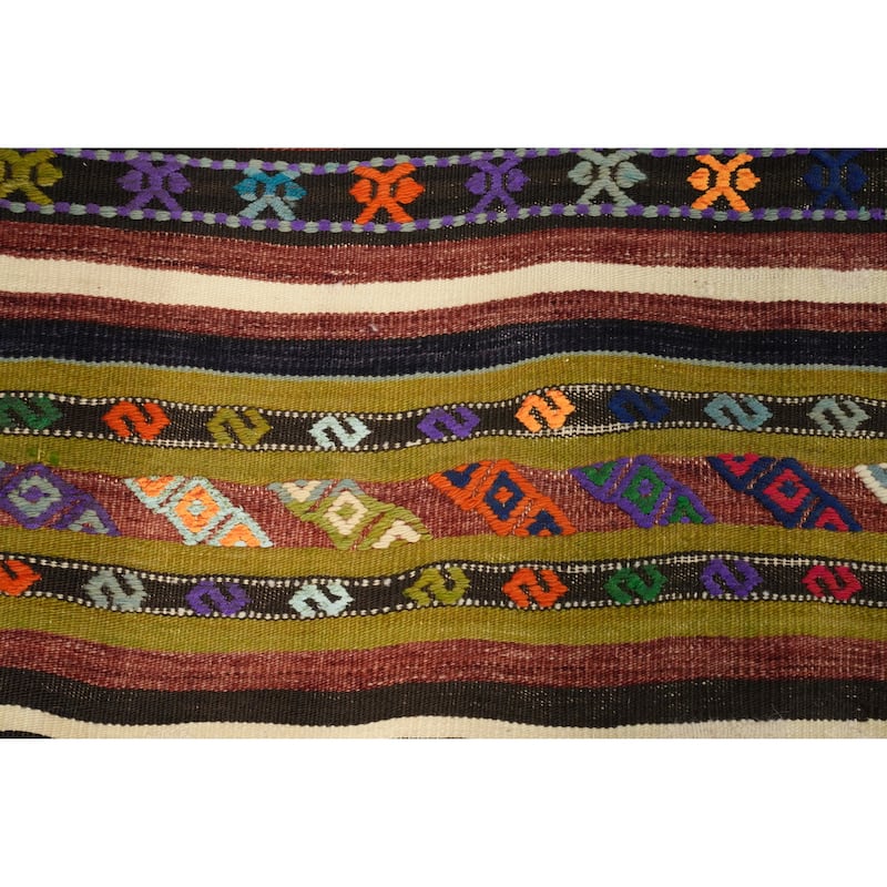 Hand Woven Oriental 100% Wool Carpet Southwestern Tribal Multi-Colored Kilim Area Rug - 7' 11'' X 4' 11''