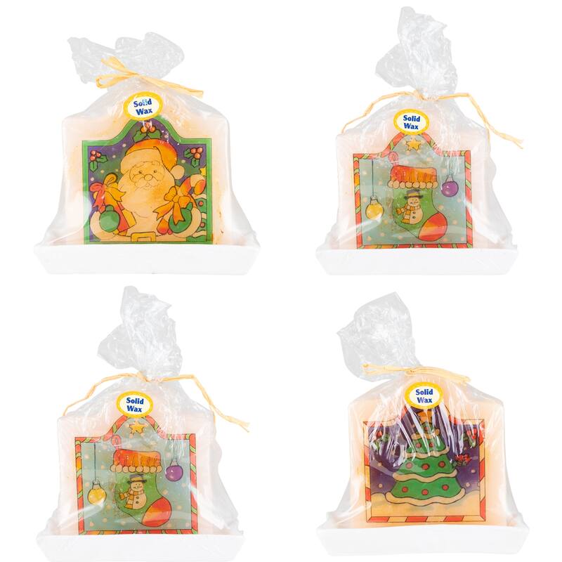 Santa Claus and Snowman Christmas Candles - 4" - Set of 4