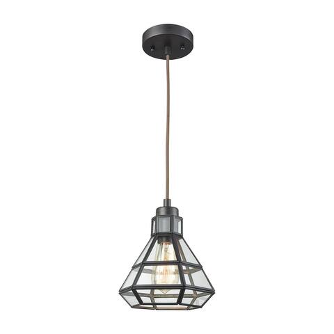 Window Pane 1-Light Mini Pendant in Oil Rubbed Bronze with Clear Glass
