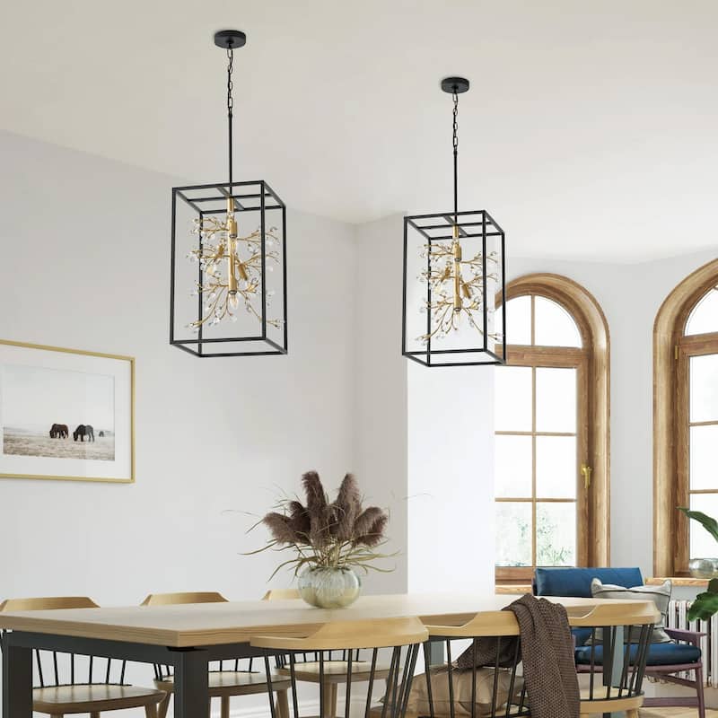 Modern Crystal Pendant Light Kitchen Island Lighting with Metal Frame
