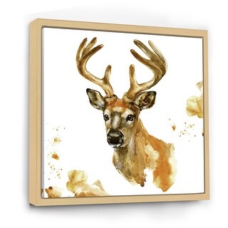 Designart 'Portrait Of Deer With Big Horns' Farmhouse Canvas Wall 