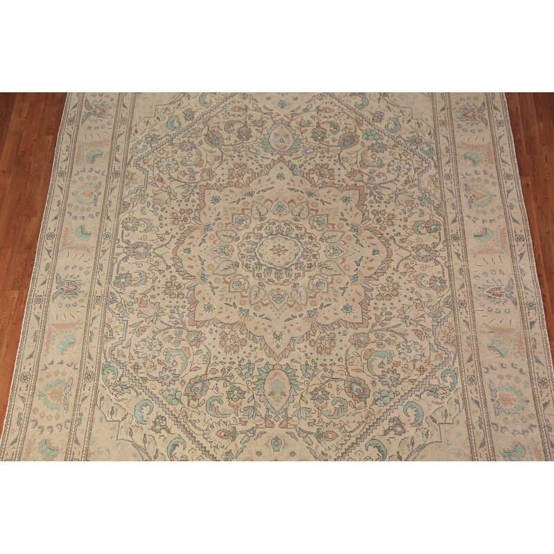 Medallion Tabriz Persian Area Rug Hand-Knotted Oriental Wool Carpet - 8'4"x 10'9"