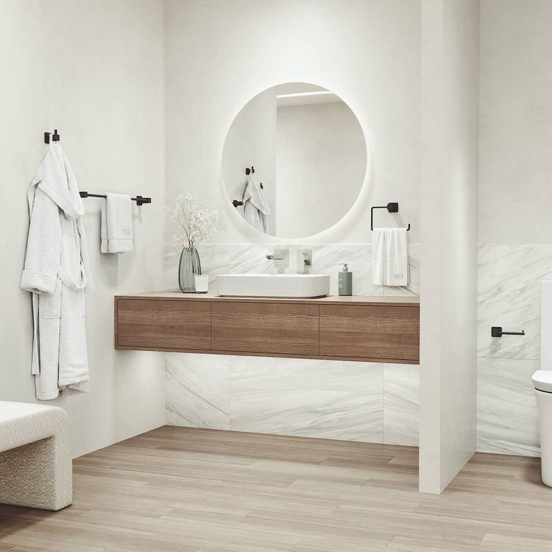 VIGO Meridian 4-Piece Bathroom Hardware Accessory Set with 24 in. Towel Bar, Toilet Paper Holder, Hand Towel Holder, Hook