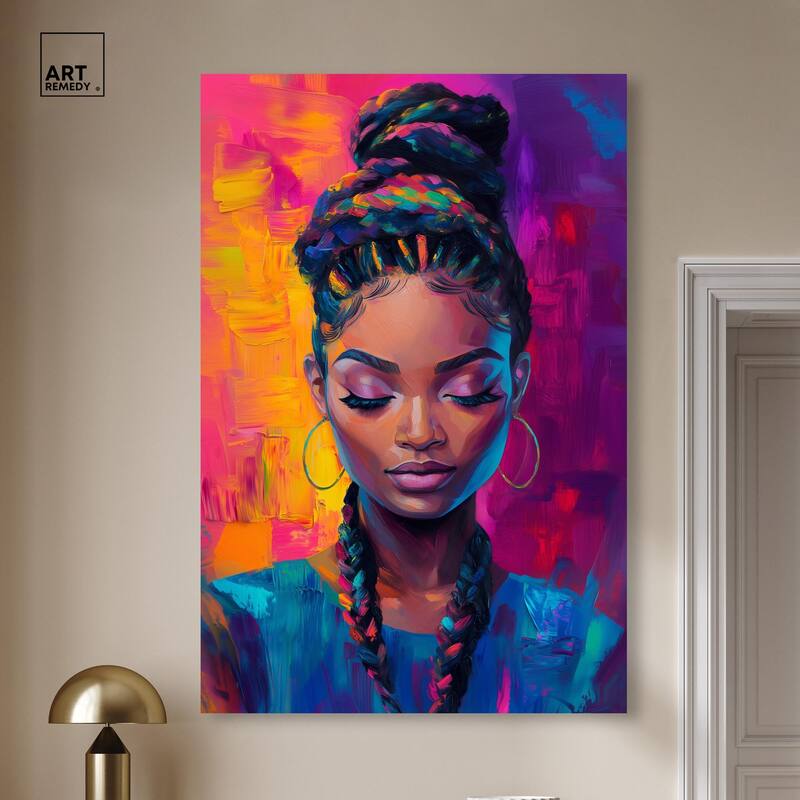Bold Colorful Braids Canvas by Art Remedy, Gallery Wrapped
