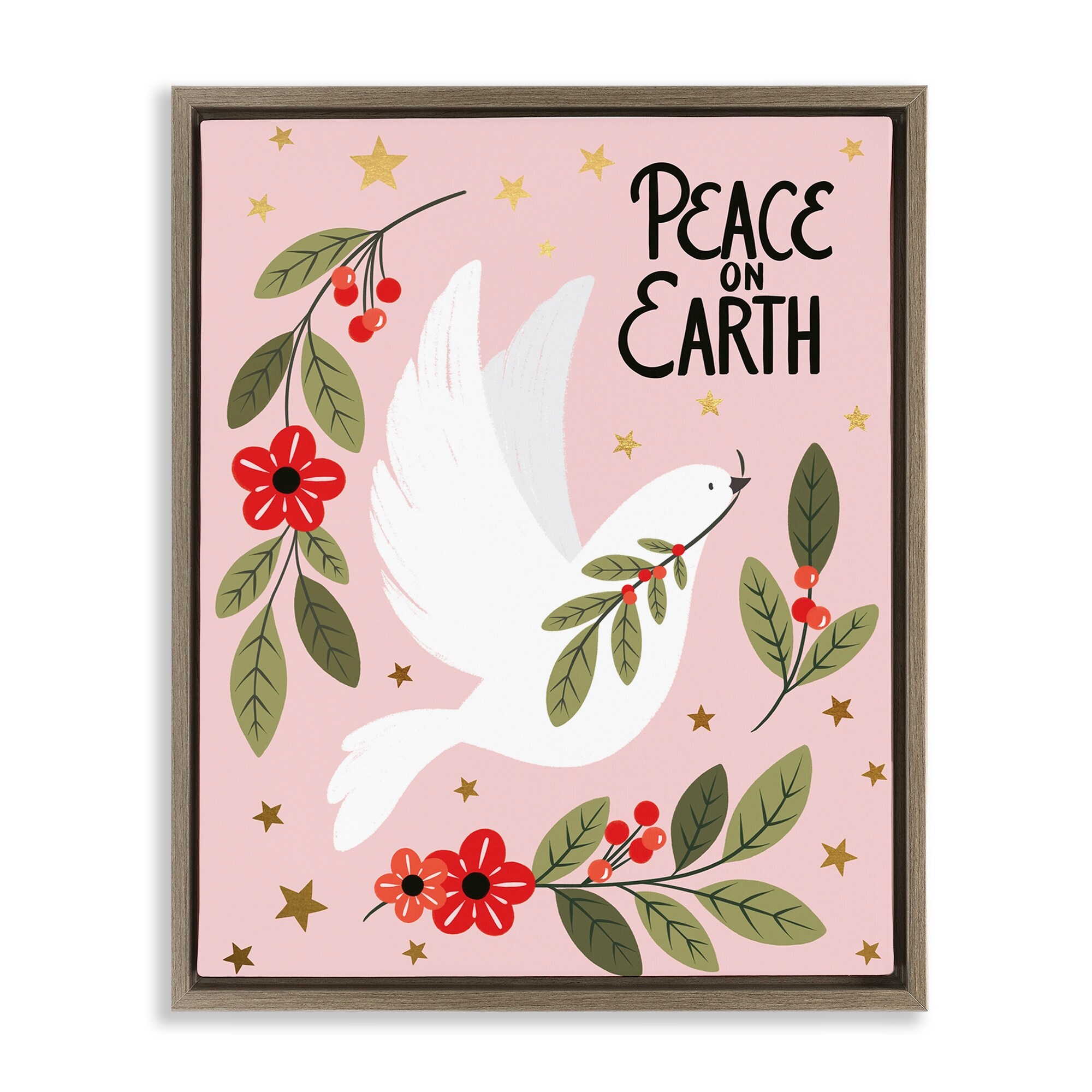 Stupell Peace On Earth Dove Framed Floater Canvas Wall Art Design By Jo Taylor