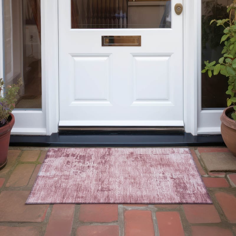 Machine Washable Indoor/ Outdoor Abstract Modern Chantille Rug
