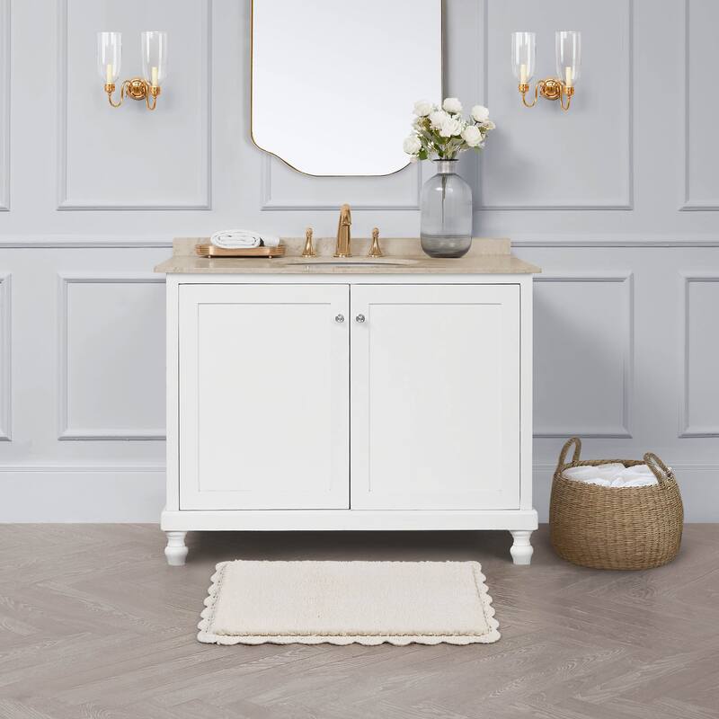 Laura Ashley Heathered Crochet Border Bath Rug