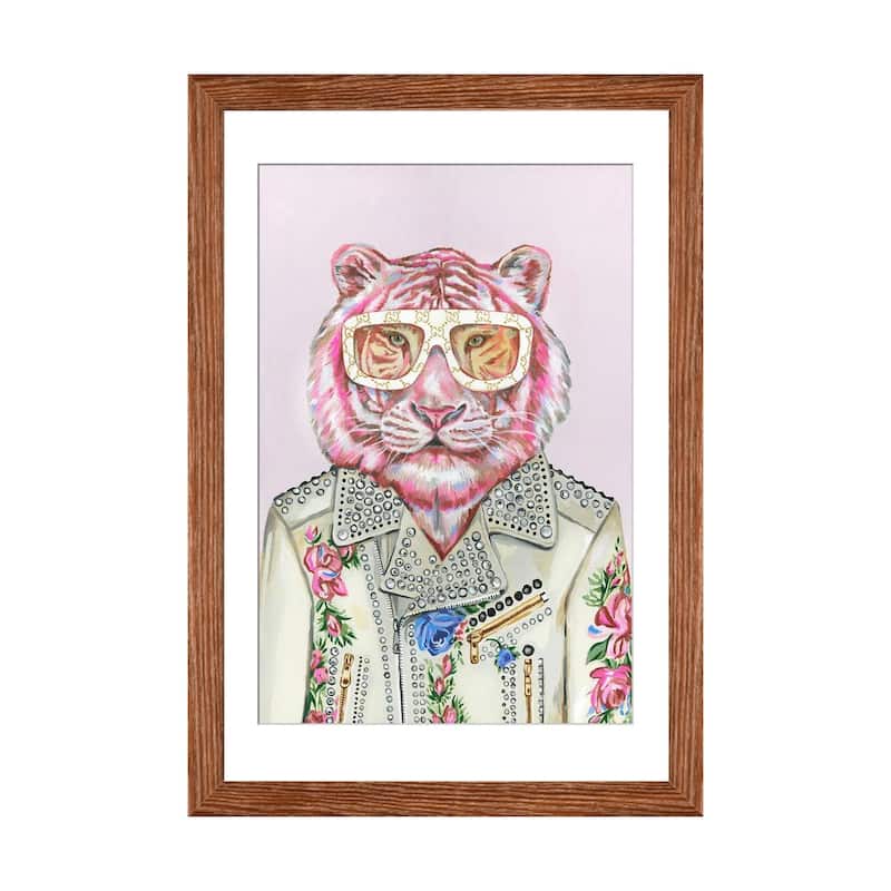 iCanvas "Gucci Pink Tiger" by Heather Perry - Walnut - 32x24x1
