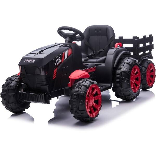 slide 2 of 26, Kids Ride On Tractor with Trailer, 12V Battery Powered Electric Black
