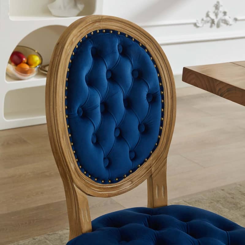 Solid Wood Frame Velvet Dining Chair with Nailhead Trim,Set of 2