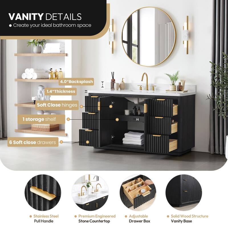 Cadiz Bath Vanity with Composite Stone Top and Mirror