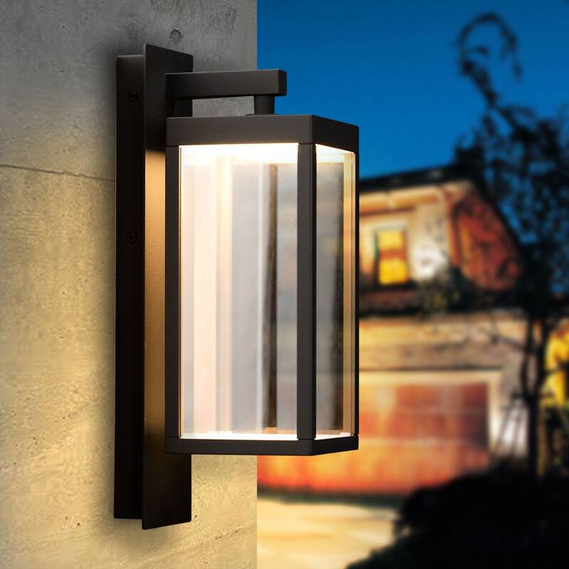 Outdoor Wall Lantern Exterior Waterproof Wall Sconce Light Fixture Integrated LED Wall Lamp with Clear Glass Shade