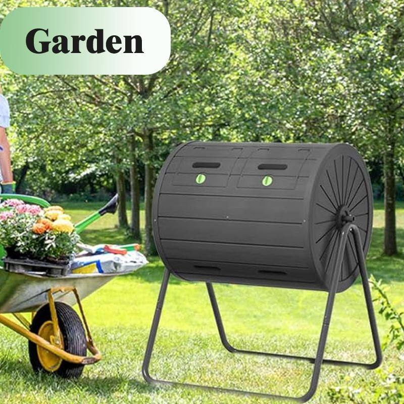 Momei 142L/37.5 Gal Single-Chamber Rolling Compost Tumbler - UV-Resistant Outdoor Garden Composter,Keeps Compost Dry